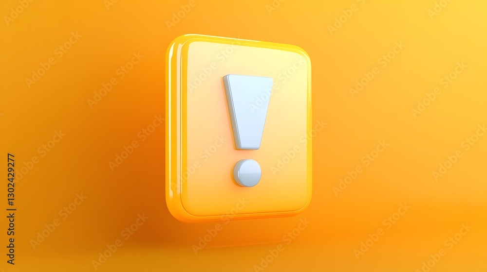 Poster Futuristic caution sign with a bright blue exclamation mark floating over a digital danger alert interface featuring warning graphics and symbols  The minimalist