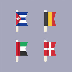 National flags of the world, set flat vector icons