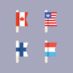 National flags of the world, set flat vector icons