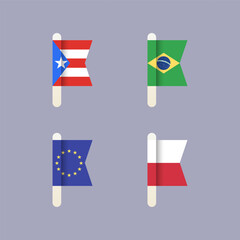 National flags of the world, set flat vector icons