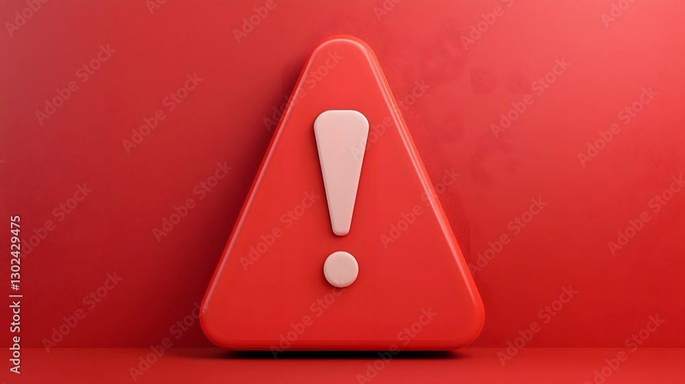 Aufkleber critical 3d exclamation mark icon glowing on a red warning background representing a serious securit