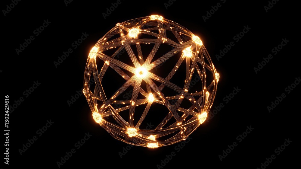 Aufkleber a d digital model of a complex geometric shape rotating slowly, showcasing intricate edges and glowi