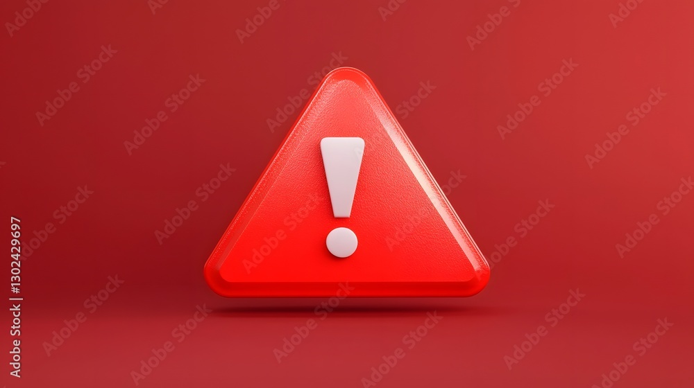Poster highly detailed 3d rendered caution triangle with a prominent red exclamation mark emphasizing the c