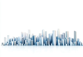 Obraz premium Modern Urban Skyline with Glass Buildings and Clear Sky Background