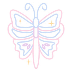 Beautiful Butterfly Line art Illustration Set 