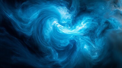 Fototapeta premium Ethereal Cerulean Swirls: Luminous Blue Nebula Abstract 