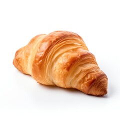 Golden Brown Croissant on White Background