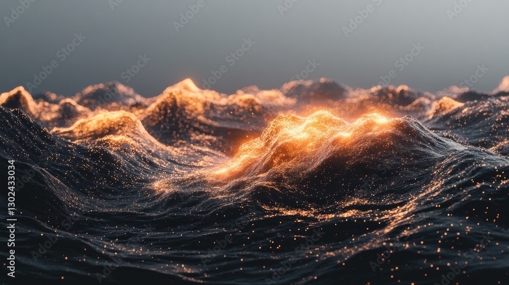 Poster a fireball igniting in the distance, with waves of heat distorting the air and creating glowing trai