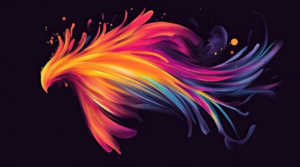 A fiery abstract shape, with vibrant flames dancing and stretching in different directions against a black background.