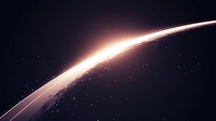 Fototapeta premium A glowing streak of light curving upward, creating a dynamic, radiant effect in a dark space with empty space surrounding it.