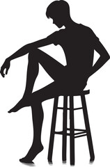Fototapeta premium Sitting on a stool vector illustration