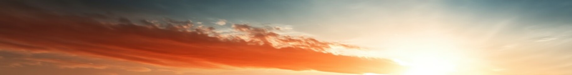 Fototapeta premium Serene Sunrise Over Majestic Horizon with Colorful Clouds and Gentle Rays of Light Piercing the Morning Sky