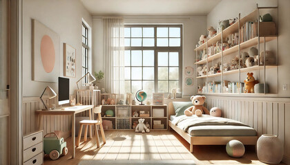 ぬいぐるみのある子供部屋