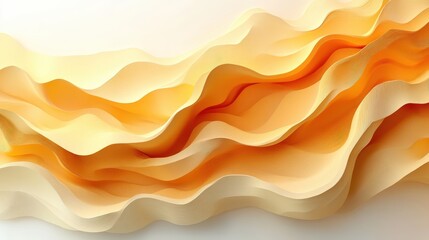 Fototapeta premium Abstract Orange Waves, Flowing Design, White Background
