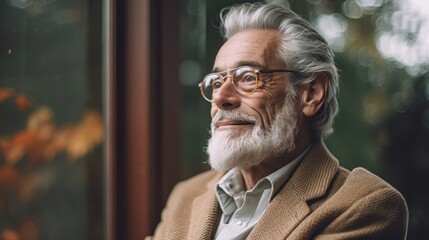 Portrait of a Serene Senior Gentleman in Autumnal Ambiance