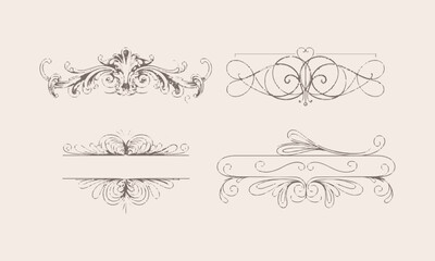 Vector illustration of elegant ornamental flourishes decorative lines , easily editable.