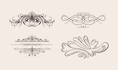 Vector illustration of elegant ornamental flourishes decorative lines , easily editable.