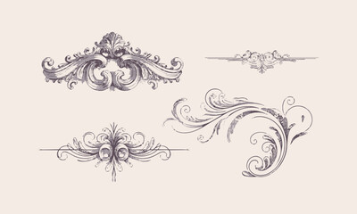 Vector illustration of elegant ornamental flourishes decorative lines , easily editable.
