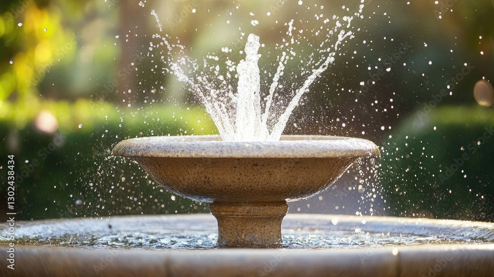 Aufkleber a water fountain splashing water into the air, creating arcs and droplets with plenty of empty space