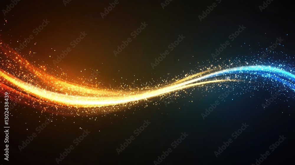 Poster a wave of soft motion lights gradually fading, creating a serene flowing effect with empty space on 