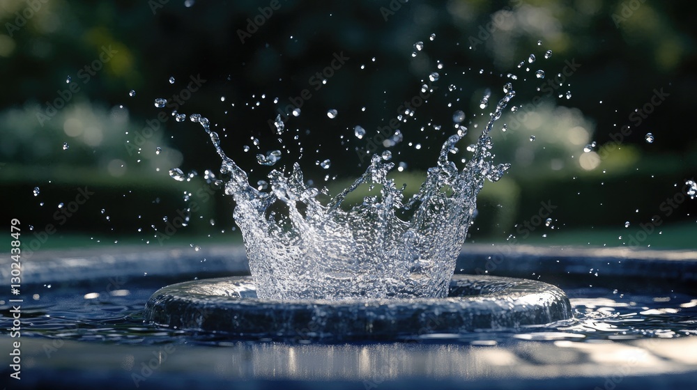 Aufkleber a water fountain splashing water into the air, creating arcs and droplets with plenty of empty space