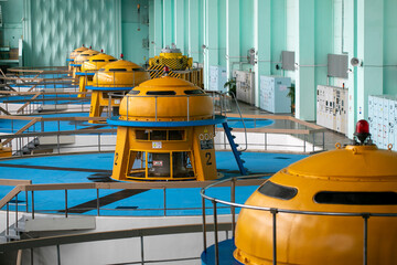 The main turbine hall of the Zeya hydroelectric power station.