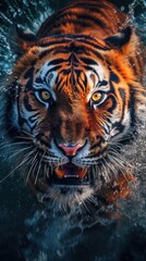Fototapeta premium Vibrant Tiger Portrait with Fast Shutter Speed
