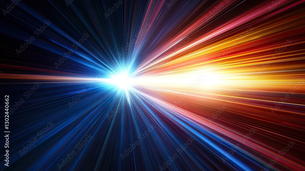 Poster soft motion blur of light beams moving across a dark surface, creating streaks of color and energy, 
