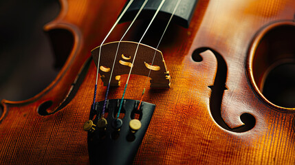 Close-Up View of a Beautifully Crafted Violin with Detail and Texture