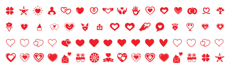 Heart Shape Set of red hearts in different pose. Collection of heart illustration with different style. Vector illustrator EPS10