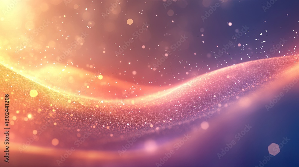 Poster d abstract lights forming a wave, glowing softly in different colors with space around the edges for