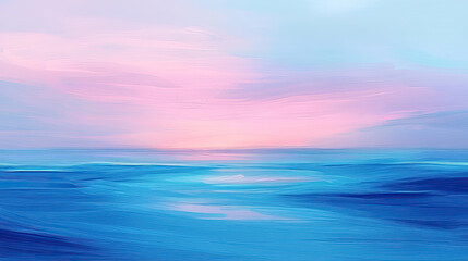 Obraz premium Serene Ocean Sunset with Soft Pink and Blue Brush Strokes