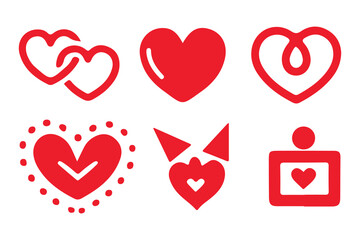 Heart Shape Set of red hearts in different pose. Collection of heart illustration with different style. Vector illustrator EPS10