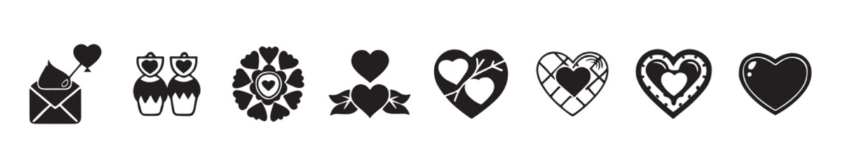 Set of  Black|Heart Black | Love | Logo | Variations|hearts|Red heart icons set vector. Collection of heart illustration with different style. Vector illustrator EPS10
