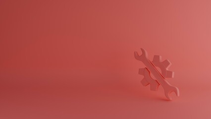 Wrench and gear icon. Wrench and gear on red background. Wrench vector design and illustration. Presentation background. Repair instruments.