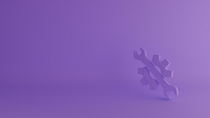 Wrench and gear icon. Wrench and gear on purple background. Wrench vector design and illustration. Presentation background. Repair instruments.