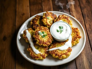 Delicious Zucchini Fritters with Yogurt Dip