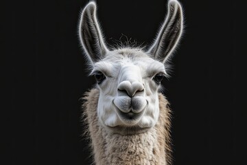 Obraz premium A close up portrait of a white llama looking directly forward