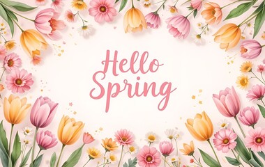 Spring background image, flower template, plant natural season banner texture