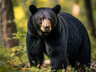 Fototapeta premium Black Bear Encounter in the Wild