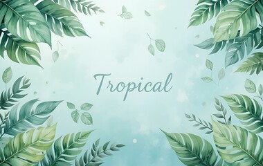 Tropical plant background image, template, plant nature banner texture