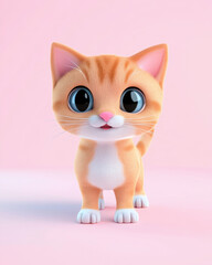 Funny red cat in 3D style
