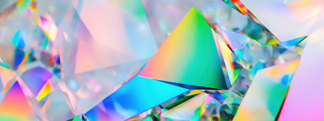 Beautiful crystals reflecting rainbow light
