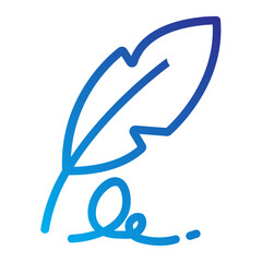 Feather documet copyright line gradient icon