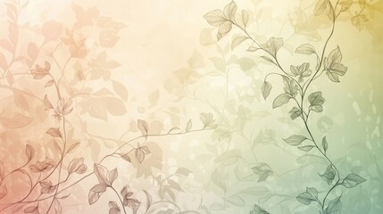Retro botanical wallpaper featuring swirling florals and delicate vines in pastel hues.