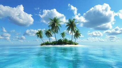 Serene Tropical Island Paradise Azure Waters Lush Palms and Sunny Skies