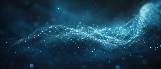 Abstract digital waves in dark blue