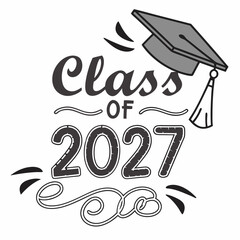 Obraz premium Class of 2027 Graduation Cap Outline Style Design