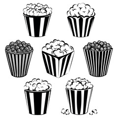 
popcorn vector icons set