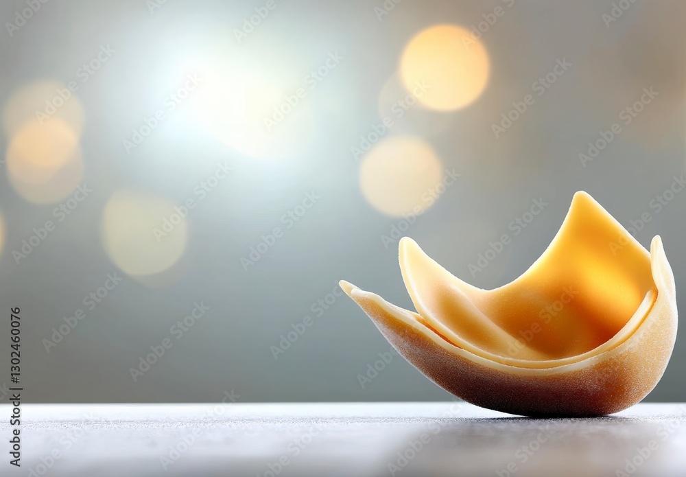 Poster elegant ceramic bowl with soft curves placed on a textured surface against a blurred background with